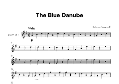Johann Strauss II - The Blue Danube for French Horn Solo (arr. Cadenza Editions)