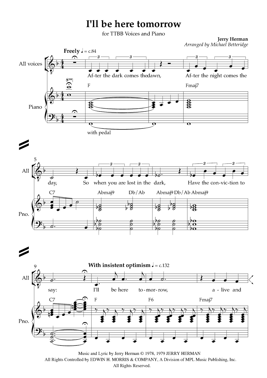 I'll Be Here Tomorrow (arr. Michael Betteridge)