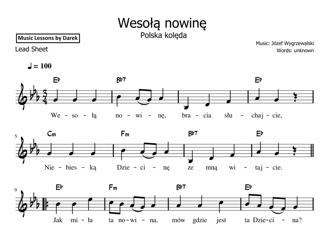Wesola nowine (Polish Christmas Carol) [Lead Sheet] (arr. Darek)
