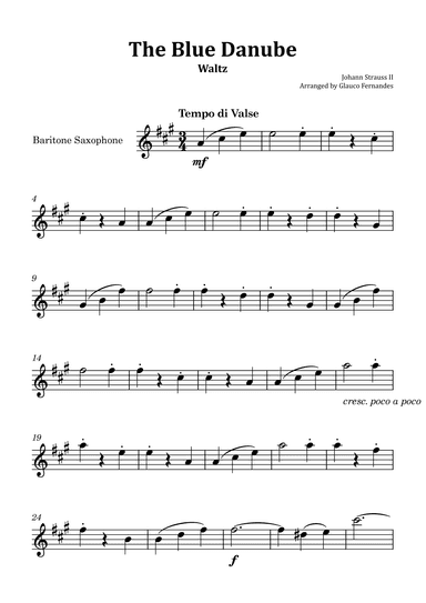 The Blue Danube - Baritone Saxophone Solo (arr. Glauco Fernandes)