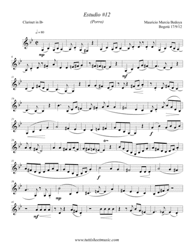 Etude #12 (Porro) for clarinet and piano