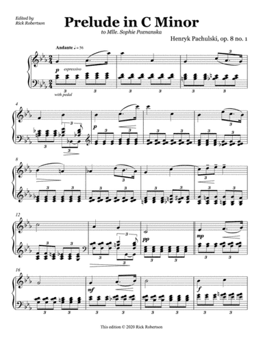 Prelude in C Minor, op. 8 no. 1 (Henryk Pachulski) (arr. Edited by Rick Robertson)
