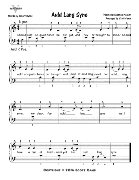 Auld Lang Syne (First Year Piano Students) (arr. Scott Camp)
