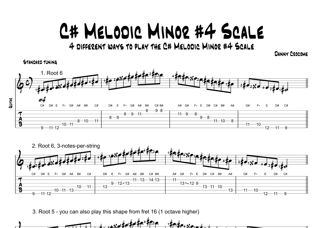 C# Melodic Minor #4 Scale (4 Ways to Play)