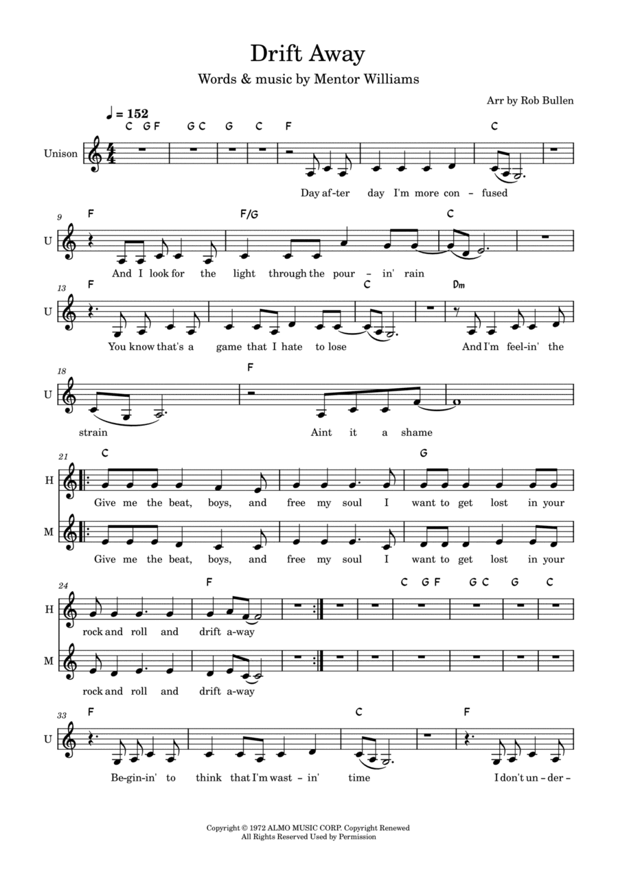 Drift Away (arr. Rob Bullen)