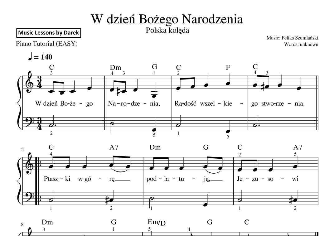 W dzien Bozego Narodzenia (Polish Christmas Carol) [EASY PIANO] (arr. Darek)