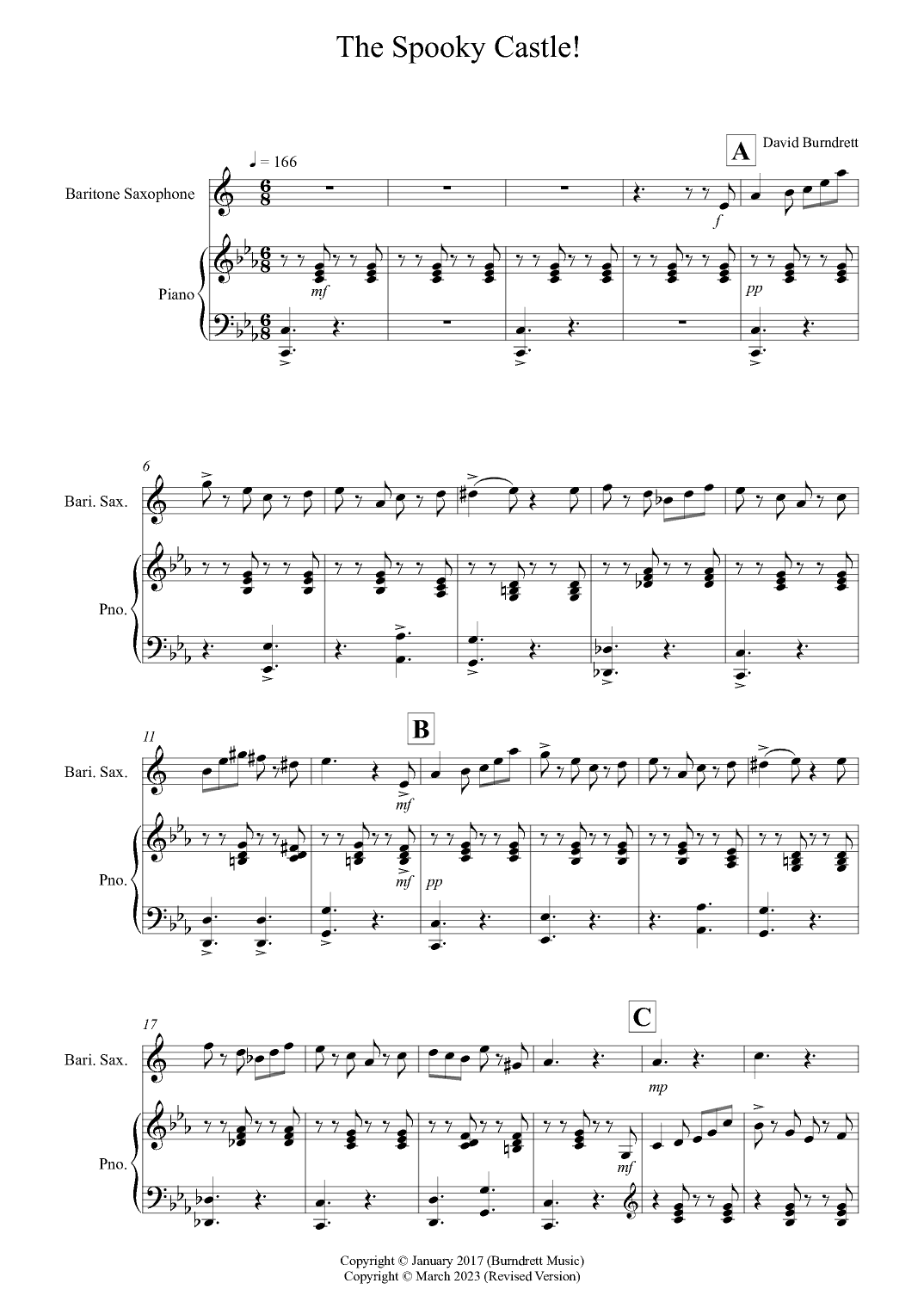 The Spooky Castle! for Baritone Saxophone and Piano