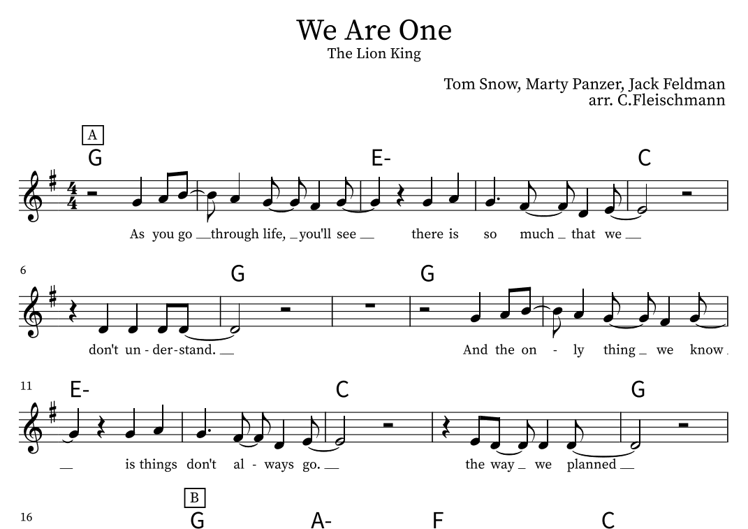 We Are One (arr. Christoph Fleischmann)