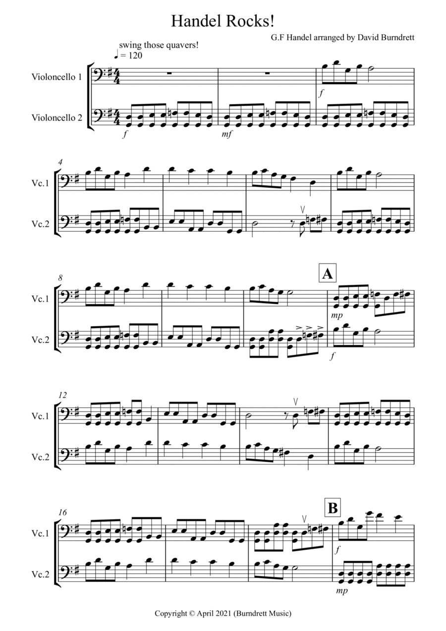 Handel Rocks! for Cello Duet (arr. David Burndrett)