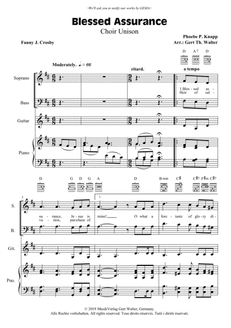 Blessed Assurance (arr. Gert Th. Walter)