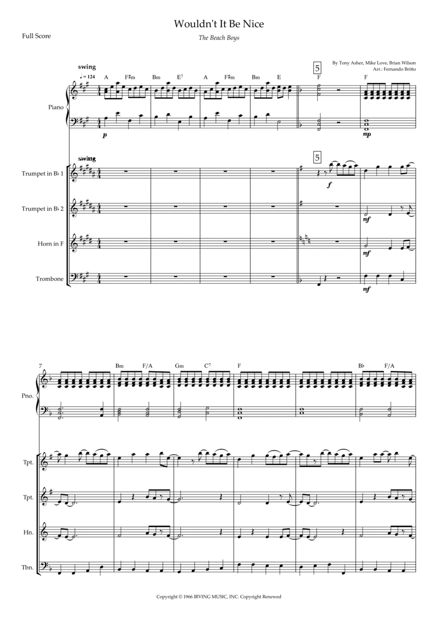 Wouldn't It Be Nice (arr. Fernando Britto)