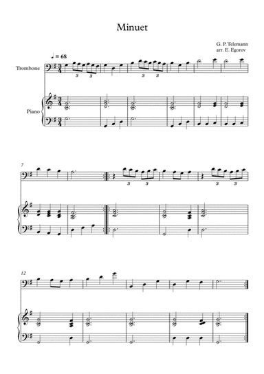 Minuet, Georg Philipp Telemann, For Trombone & Piano