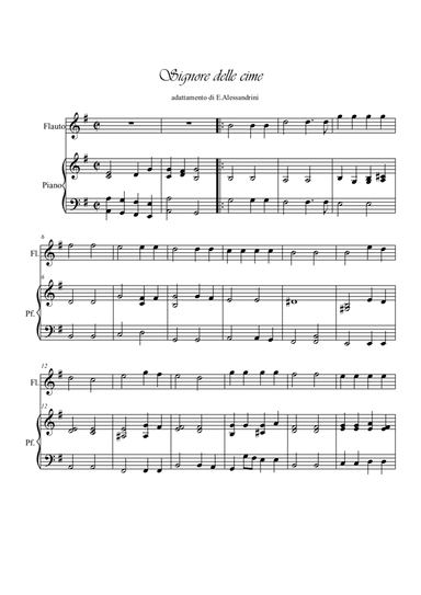 Signore delle cime. Flute and piano (arr. Ester Alessandrini)