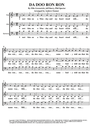 Da Doo Ron Ron (when He Walked Me Home) (arr. Andrew Emmet)