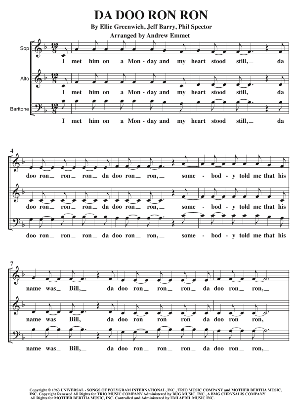 Da Doo Ron Ron (when He Walked Me Home) (arr. Andrew Emmet)