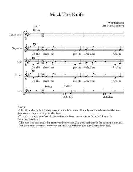 Mack The Knife (arr. Marc Silverberg)