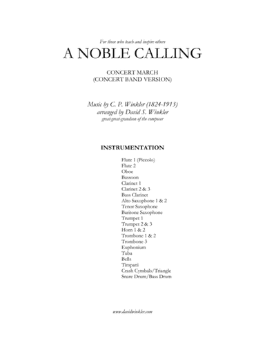 A Noble Calling (concert band version) (arr. David Winkler)