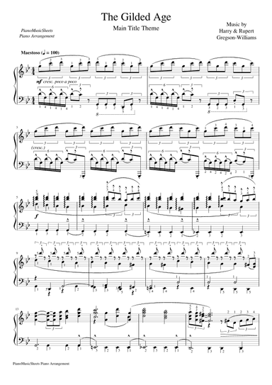 The Gilded Age - Main Title Theme (arr. PianoMusicSheets)