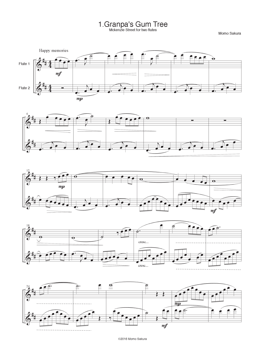 Mckenzie street  for 2 Flutes/ Flute duet -complete package-