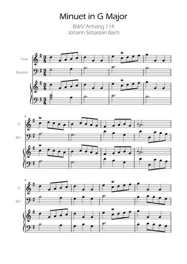 Minuet in G major BWV Anh. 114 - Bach - Flute and Bassoon w/ Piano (arr. Ygor Nunes)