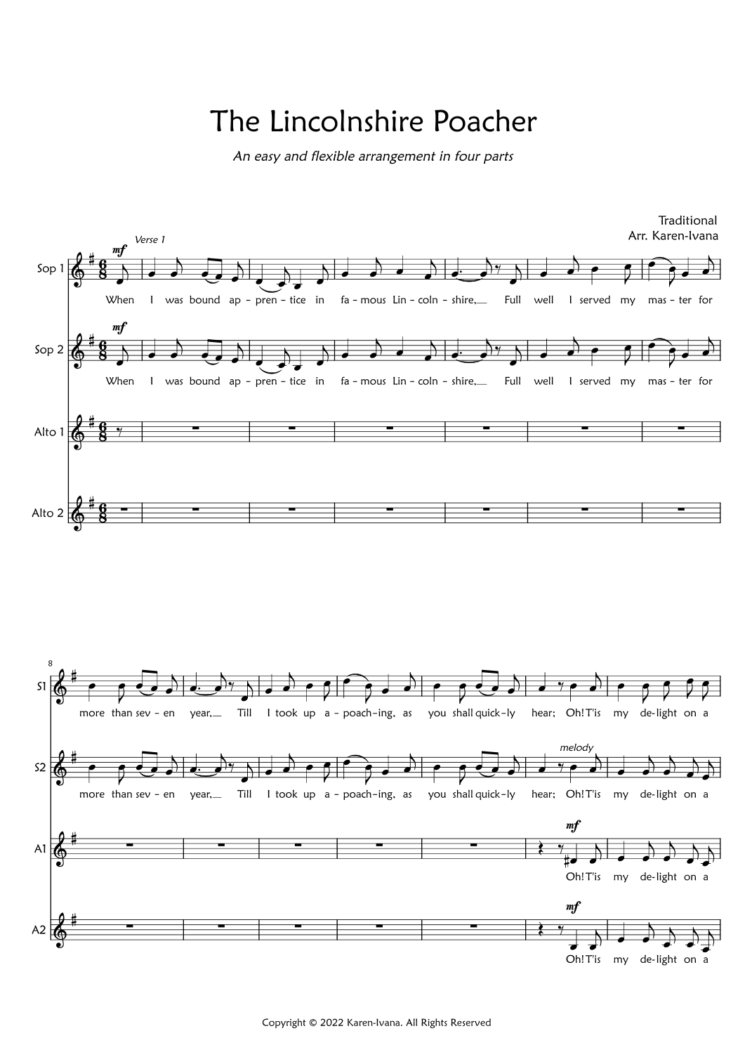The Lincolnshire Poacher (arr. Karen Ivana)
