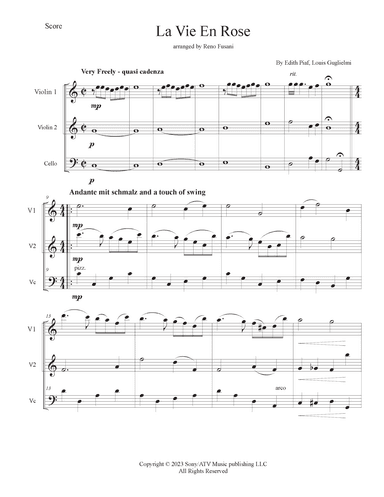 La Vie En Rose (arr. Reno Fusani)