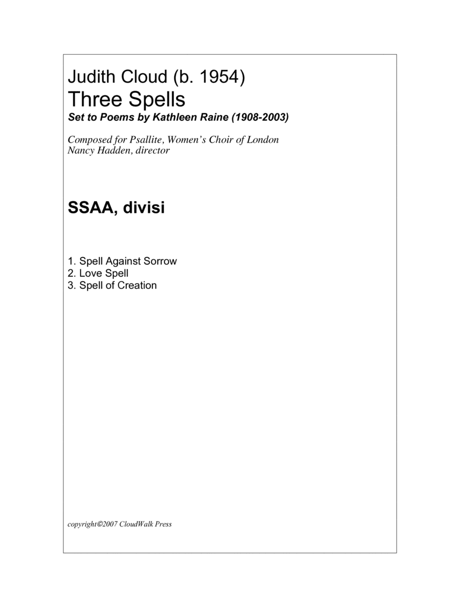 Three Spells for SSAA (3rd movt. with flute)