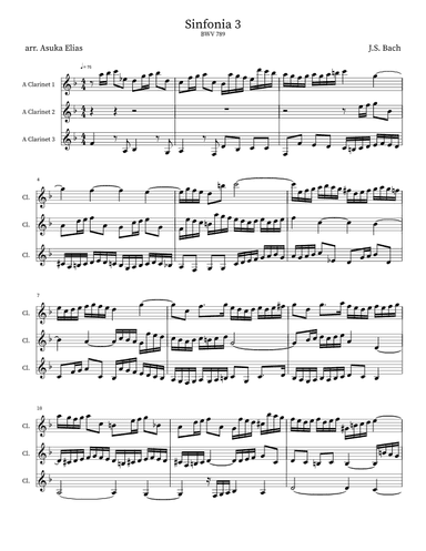 Sinfonia 3 (BWV 789) (arr. Asuka Elias)