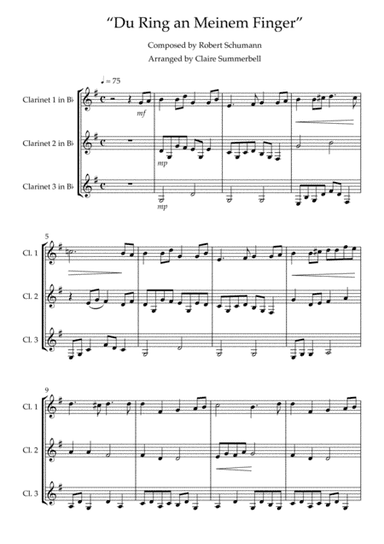 Schumann: Du Ring an Meinem Finger - Clarinet Trio (arr. Claire Summerbell)