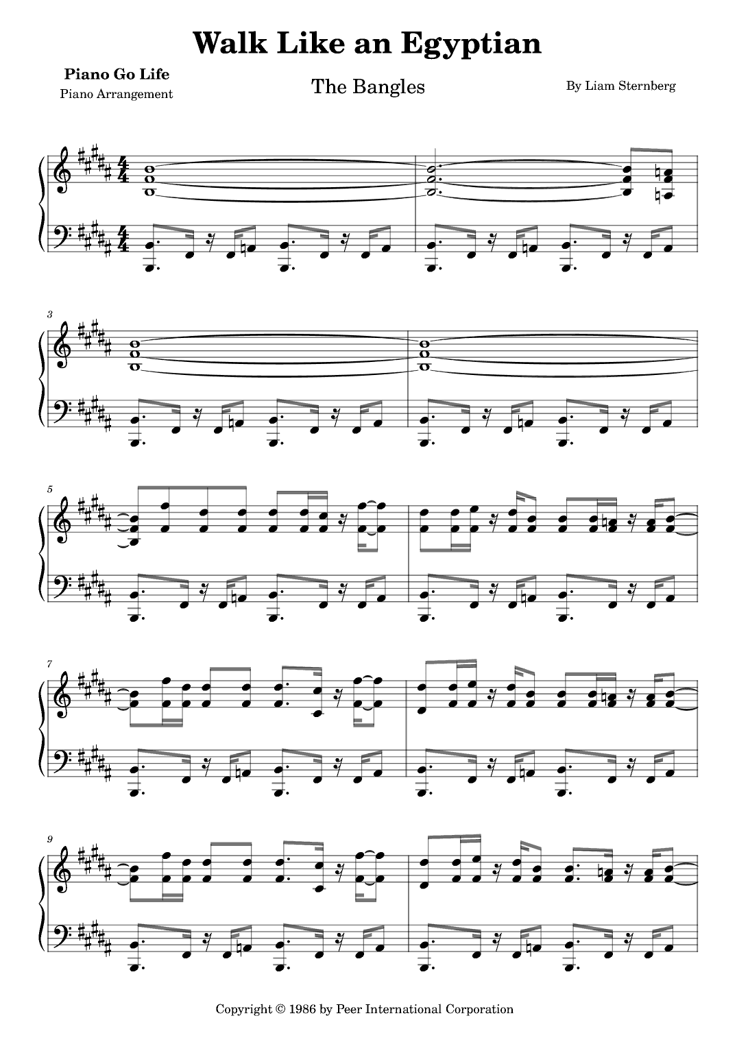Walk Like An Egyptian (arr. Piano Go Life)