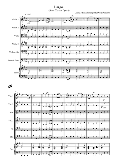 Largo from (Handel's Opera Xerxes) for String Orchestra (arr. David Burndrett)