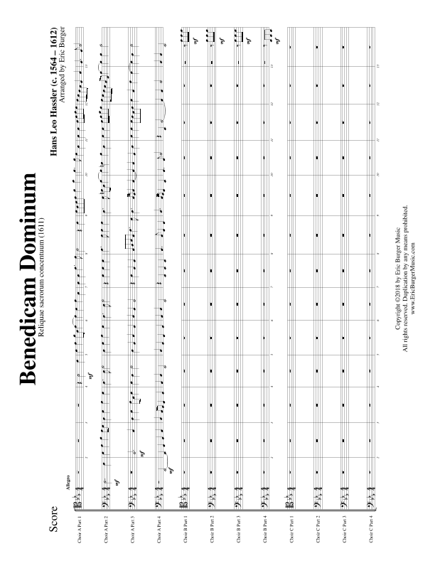 Benedicam Dominum for Trombone or Low Brass Duodectet (12 Part Ensemble) (arr. Eric Burger Music)