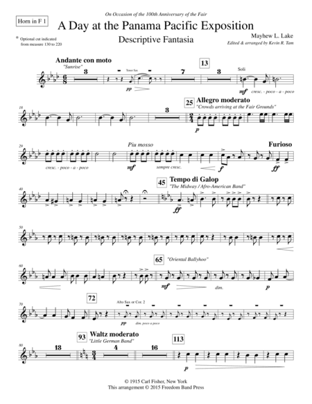 A Day at the Panama Pacific Exhibition - #2 Brass & Percussion Parts (arr. Kevin R. Tam)