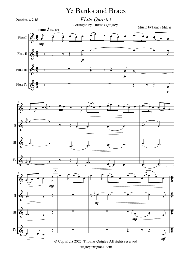 Ye Banks and Braes (arr. Thomas Quigley)