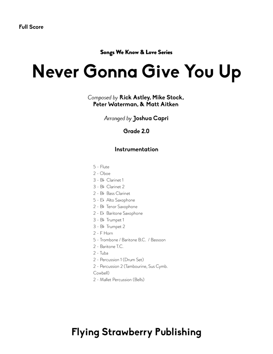 Never Gonna Give You Up (arr. Joshua Capri)