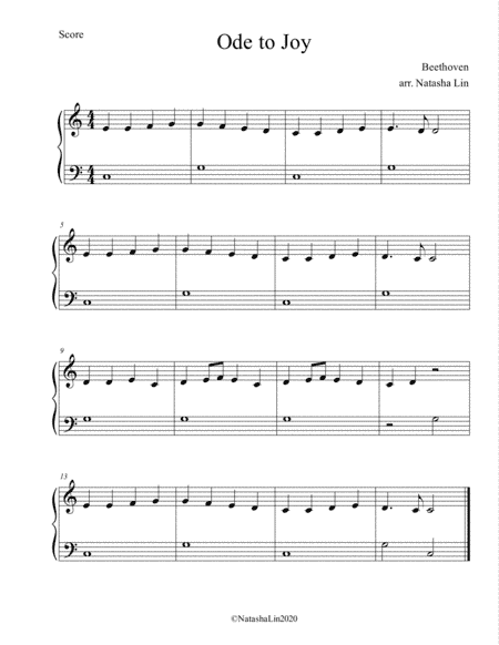 Ode to Joy Simplified Both Hands (arr. Natasha Lin)