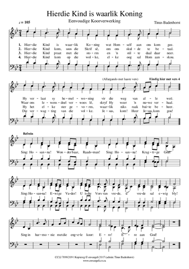 Hierdie Kind is waarlik Koning - SATB