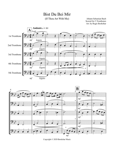 Bist Du Bei Mir (Trombone Quintet) (arr. Regis Bookshar)