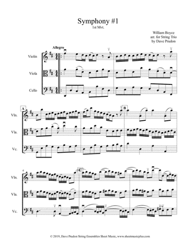 Boyce Symphony #1 (1st Mvt.) for String Trio (arr. Dave Prudon)