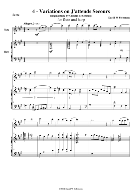 Variations on J'attends secours for flute and harp (arr. David Warin Solomons)