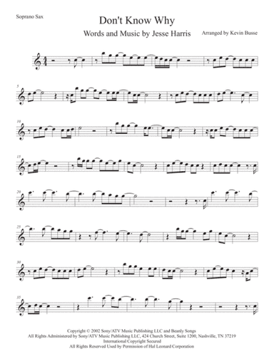 Don't Know Why (arr. Kevin Busse)
