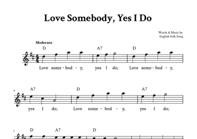 Love Somebody, Yes I Do - Lead Sheet (D Major) (arr. Yuri Noronha)
