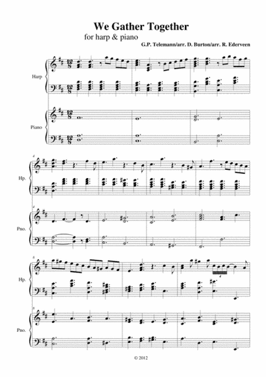 We gather together - pedal harp and piano duet