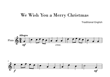 We Wish You a Merry Christmas (Easy Flute Solo) (arr. Gisele Sant'Ana)