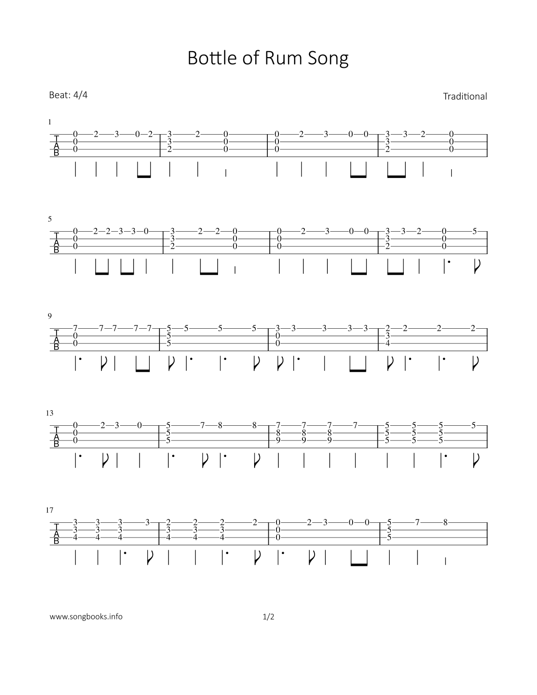 Bottle of Rum Song (arr. Bettina Schipp)