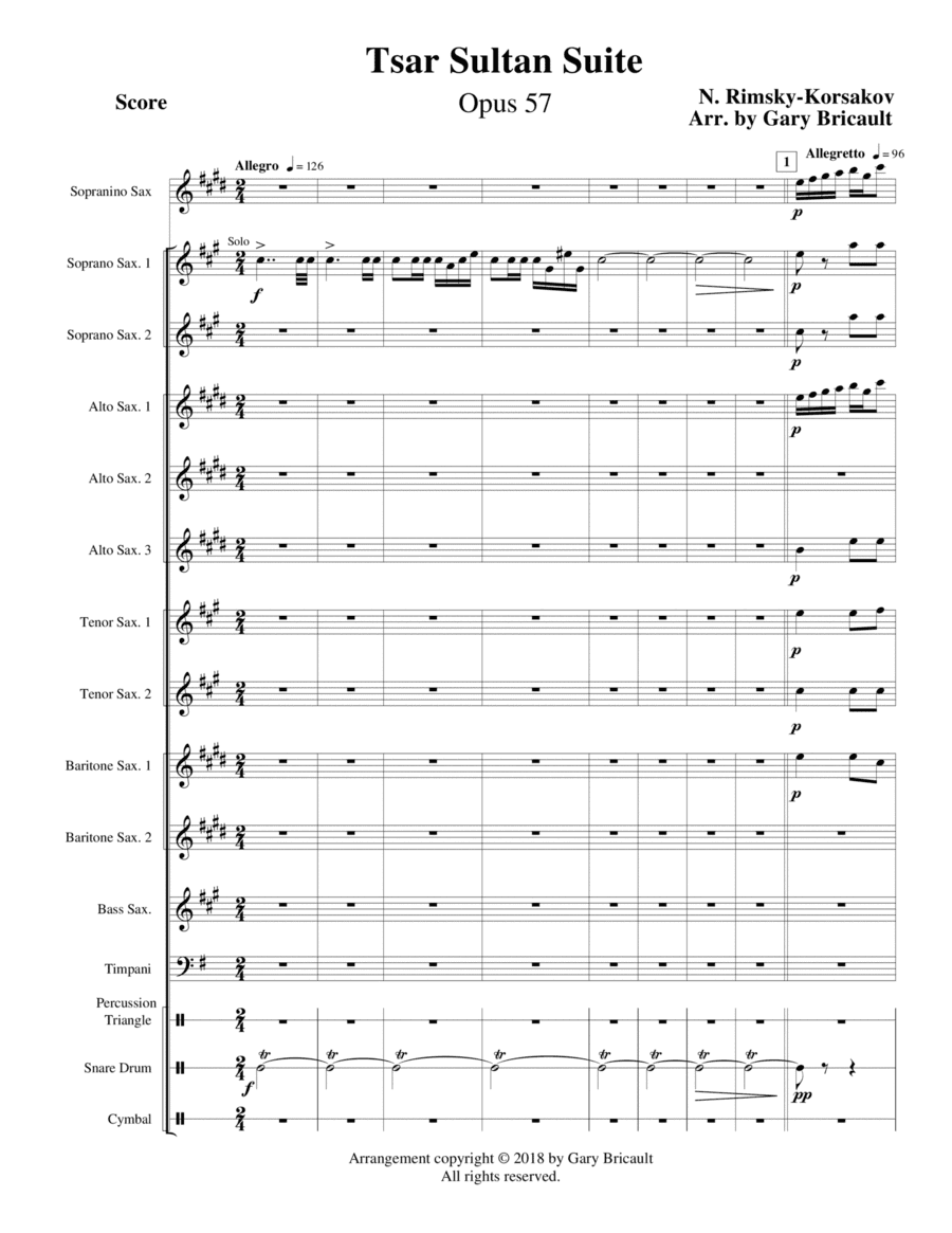 Tsar Sultan Suite - Opus 57 (arr. Gary Bricault)