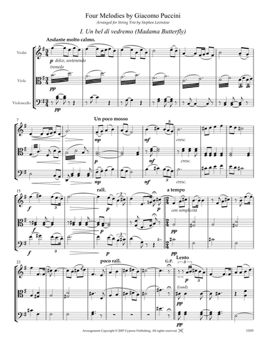 Four Melodies by Puccini (arr. Stephen Levintow)