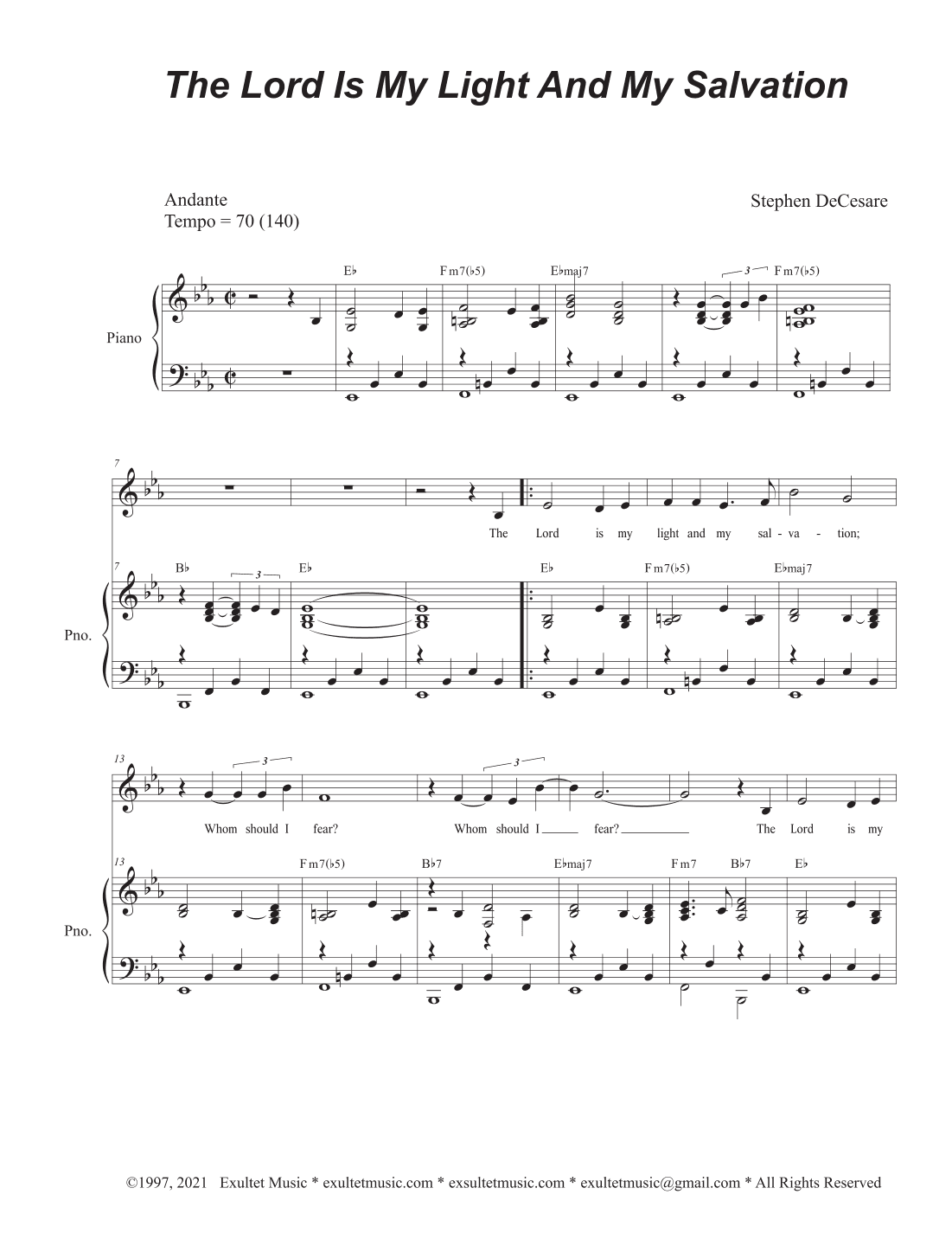 The Lord Is My Light And My Salvation (Unison choir)