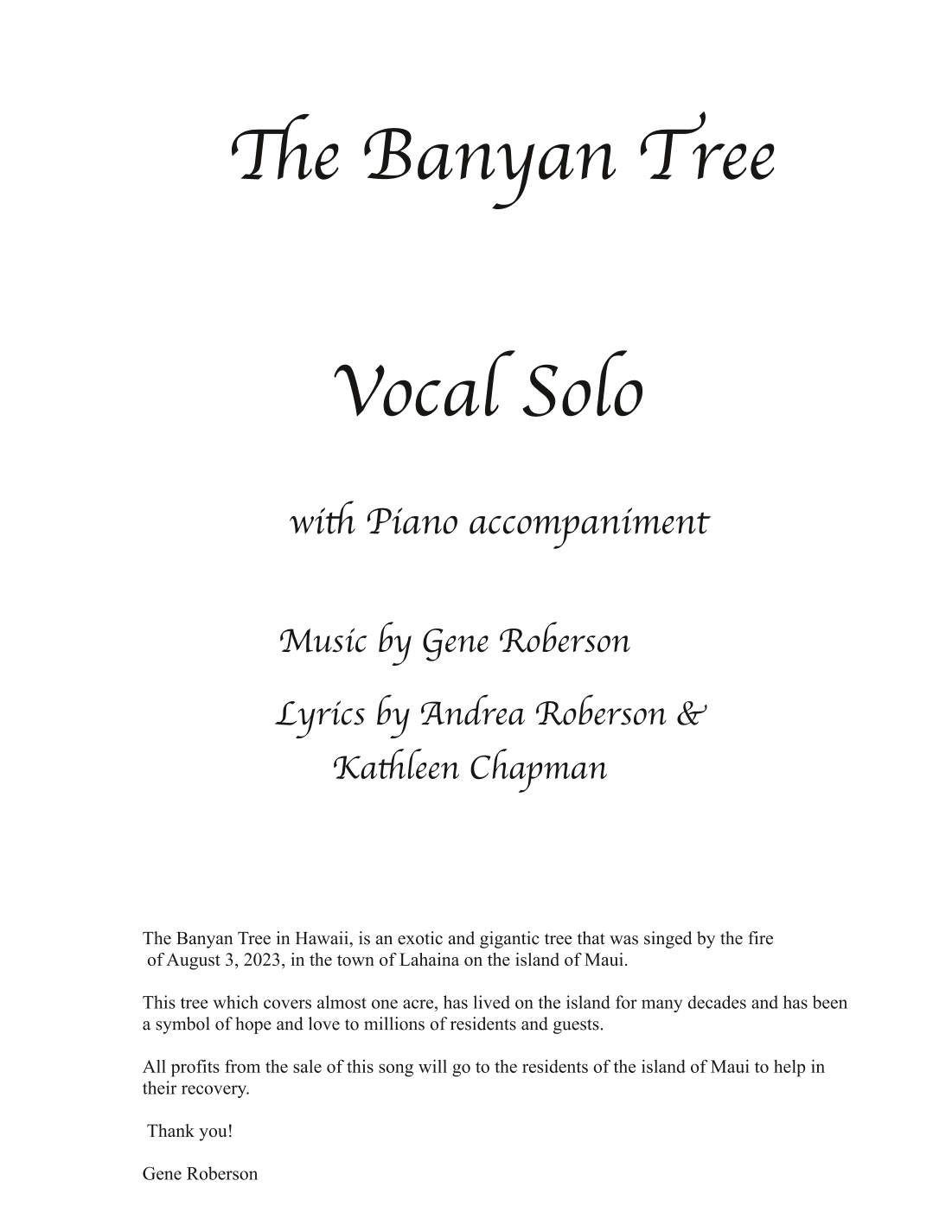 The Banyan Tree Vocal Solo