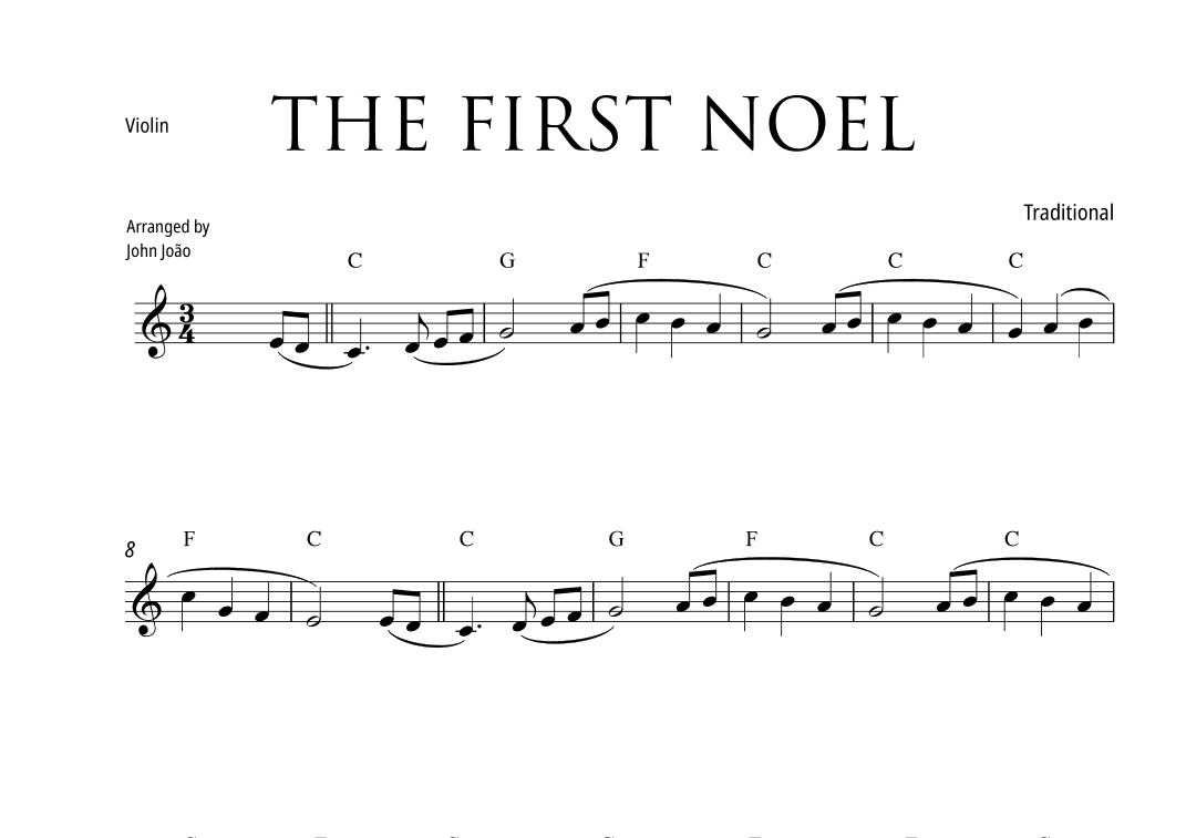 The First Noel (Violin with Chord Chart and Bowing) (arr. john Joao)
